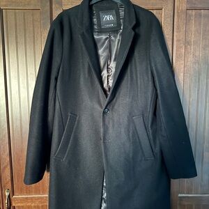 Zara Men's Elegant Black Trench Coat